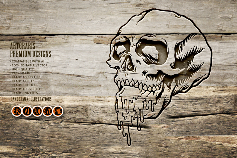 scary-stone-head-skull-silhouette-illustrations