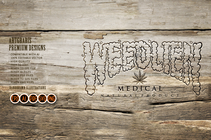 weed-alien-word-lettering-typography-monochrome