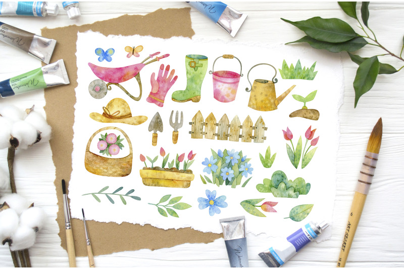 watercolor-garden-clipart-gardening-tools