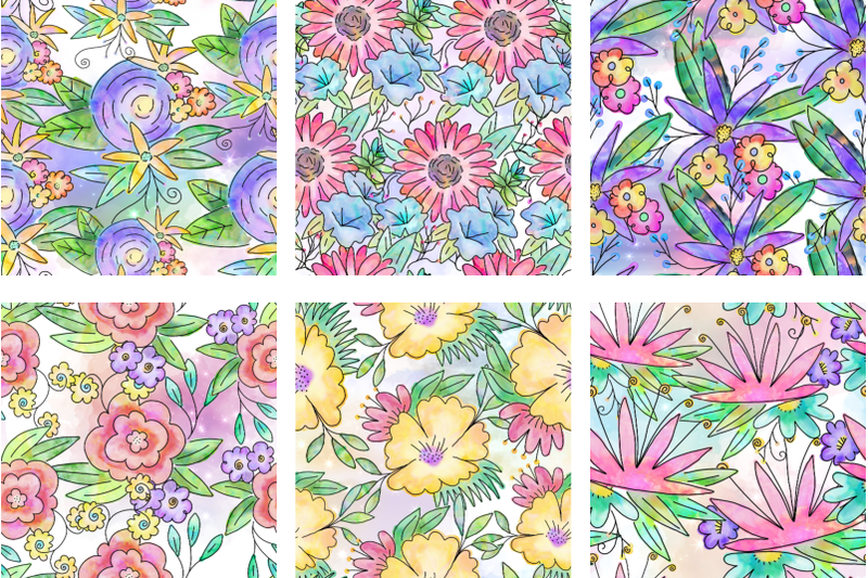 seamless-floral-watercolor-pattern-papers-set-2