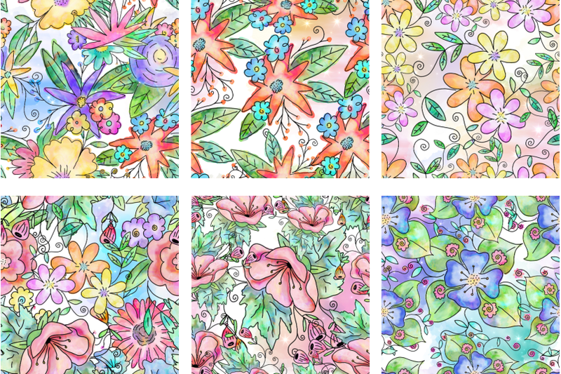 seamless-floral-watercolor-pattern-papers-set-2