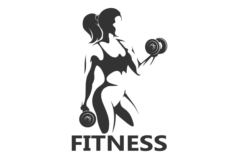 fitness-monochrome-logo-girl-with-dumbbells-isolated-on-white-backgro