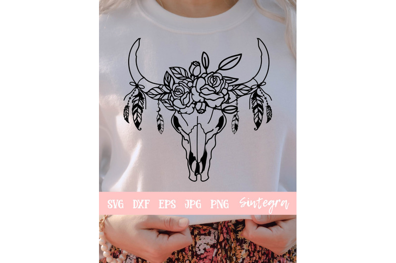 floral-cow-skull-with-feathers-svg-cut-file