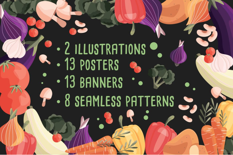 vegetables-posters-banners-patterns