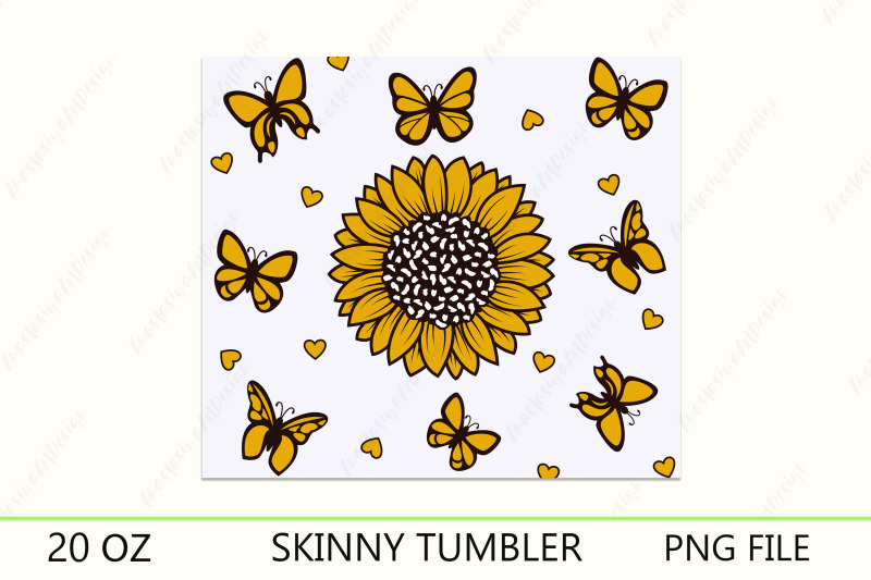 sunflower-tumbler-wrap-with-butterfly-20-oz-skinny-tumbler