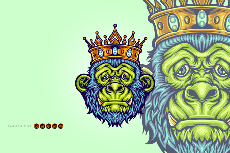 head-king-monkey-with-crown-mascot-illustrations