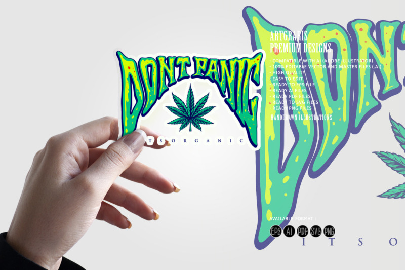 weed-lettering-dont-panic-word-typography-cannabis-logo