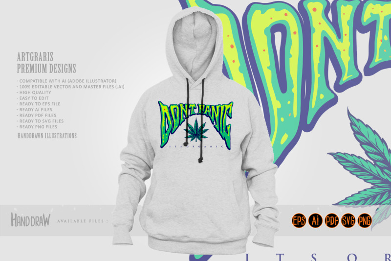 weed-lettering-dont-panic-word-typography-cannabis-logo