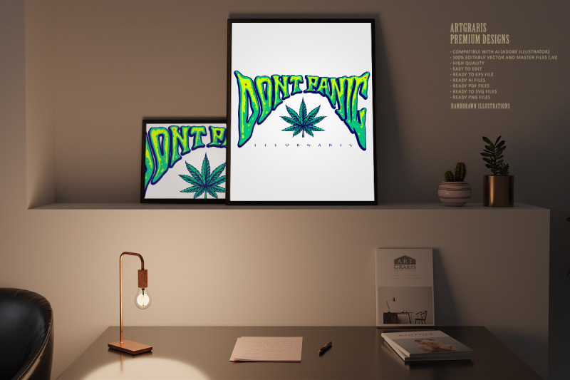 weed-lettering-dont-panic-word-typography-cannabis-logo