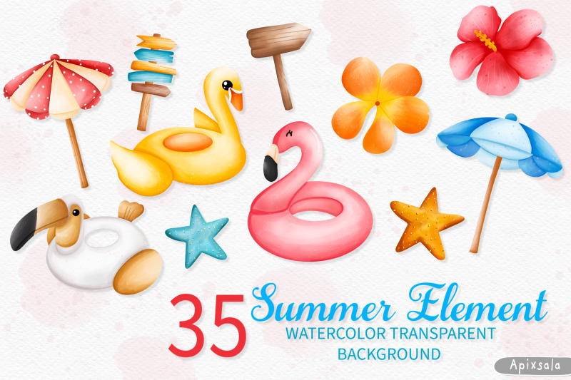 watercolor-summer-animal-and-beach-clipart