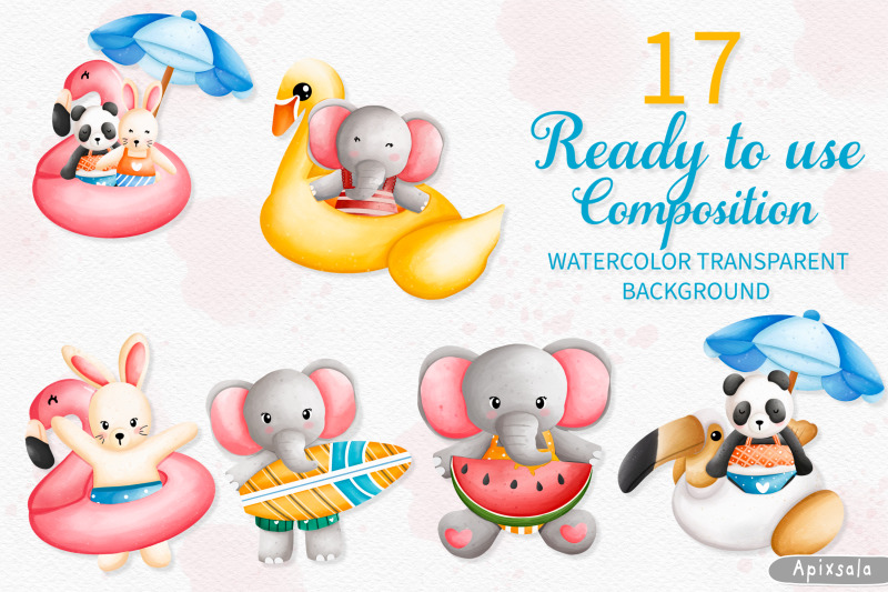 watercolor-summer-animal-and-beach-clipart