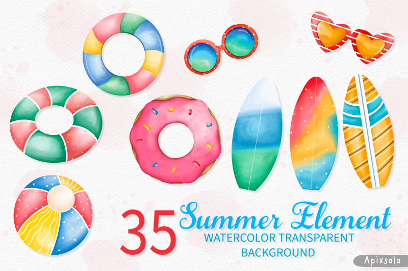 watercolor-summer-animal-and-beach-clipart