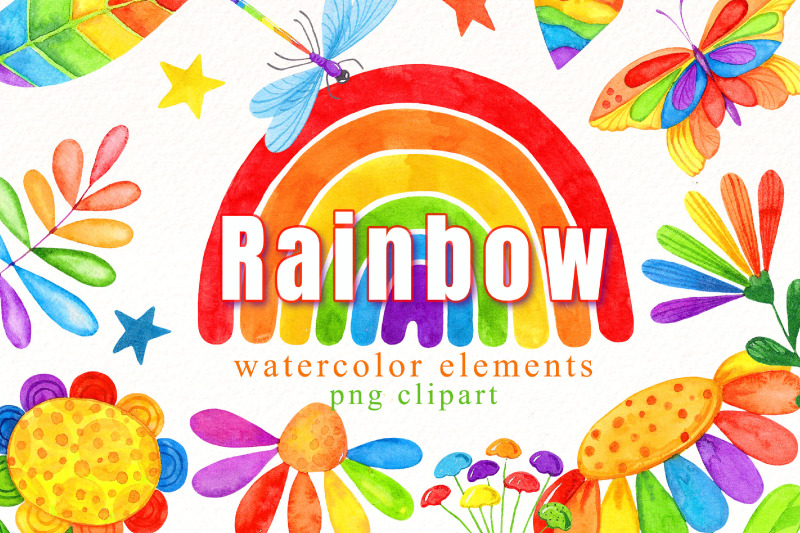 rainbow-watercolor-flower-clipart-colorful-flowers-bright-floral