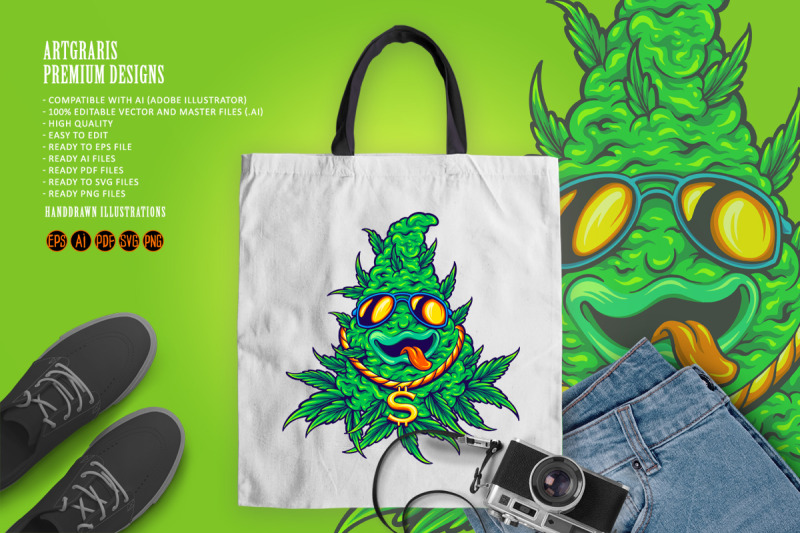 funky-cannabis-weed-leaf-plant-with-sunglasses-mascot-illustrations