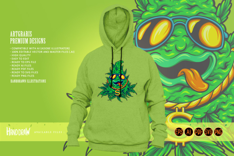 funky-cannabis-weed-leaf-plant-with-sunglasses-mascot-illustrations