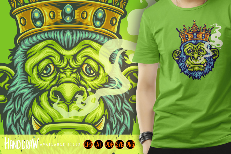 king-monkey-with-smoking-weed-mascot-illustrations