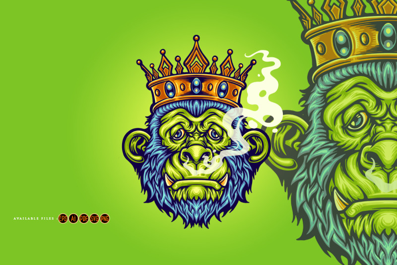 king-monkey-with-smoking-weed-mascot-illustrations