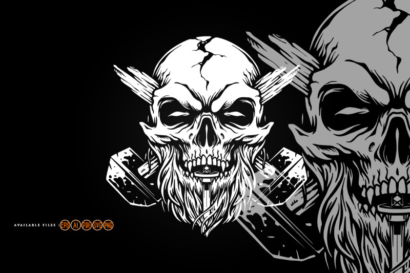 scary-hard-worker-old-skull-silhouette-illustrations