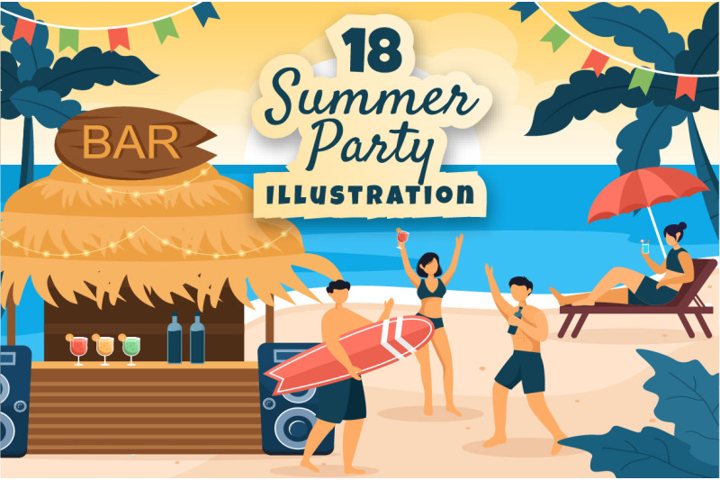 18-summer-party-cartoon-illustration