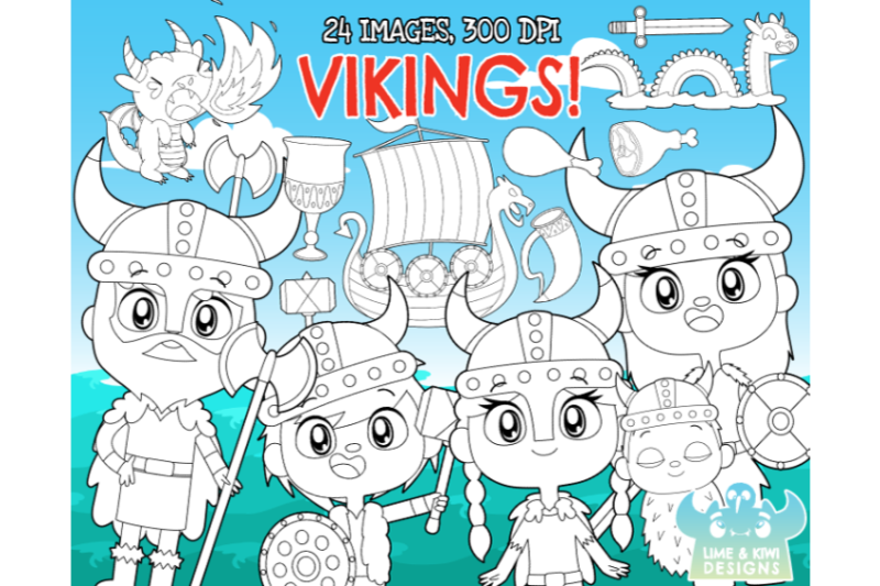 vikings-digital-stamps-lime-and-kiwi-designs