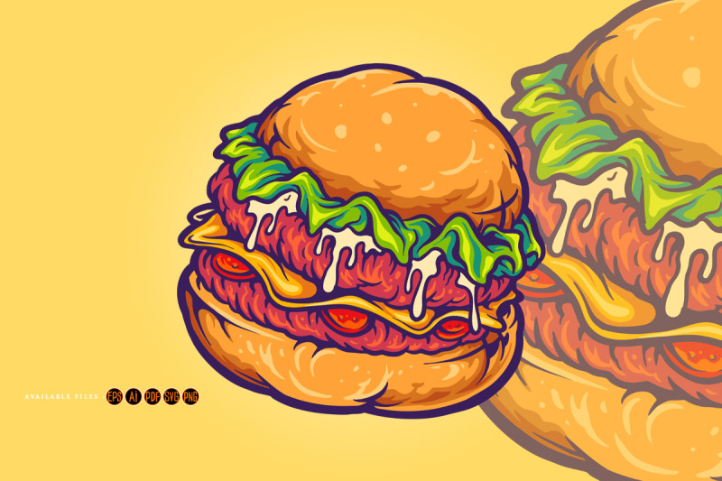 delicious-burger-fast-food-cartoon-illustrations