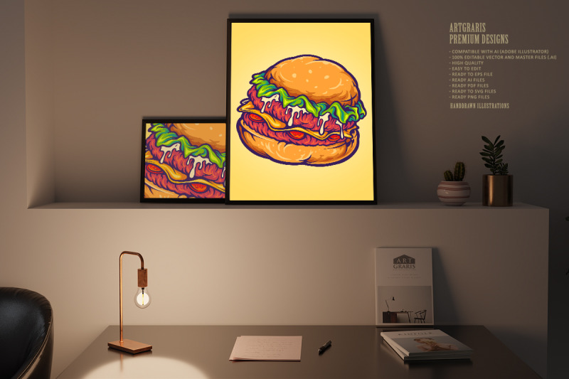 delicious-burger-fast-food-cartoon-illustrations