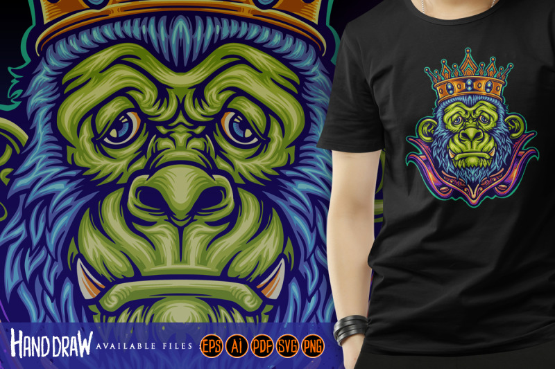 king-head-gorilla-cartoon-mascot-illustrations