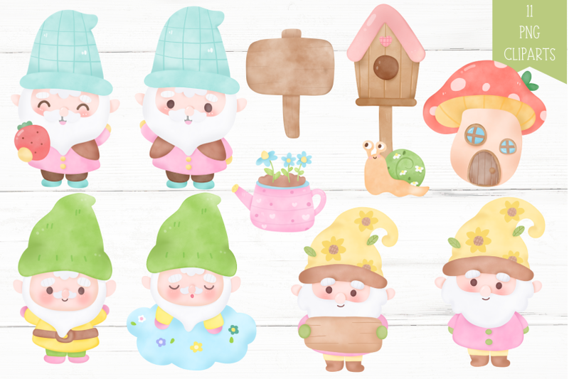 watercolor-gnome-garden-spring-season