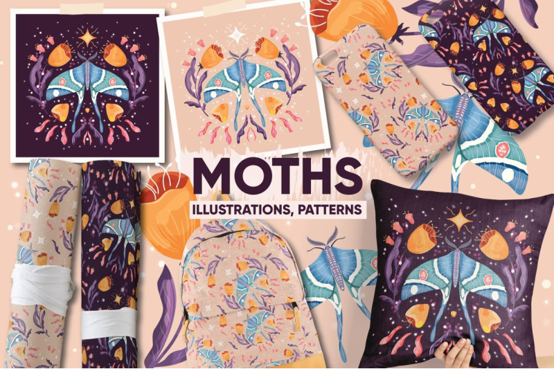 moths-graphics-and-seamless-pattern