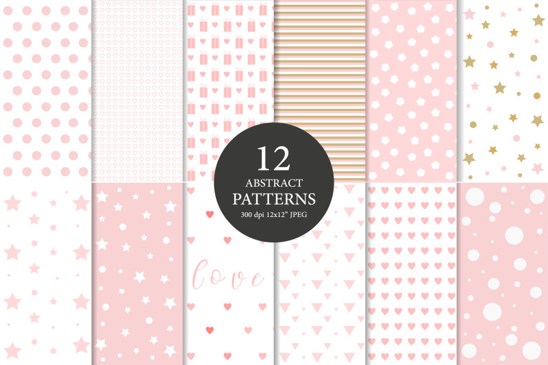 love-patterns-set-digital-paper-set-pink-textures