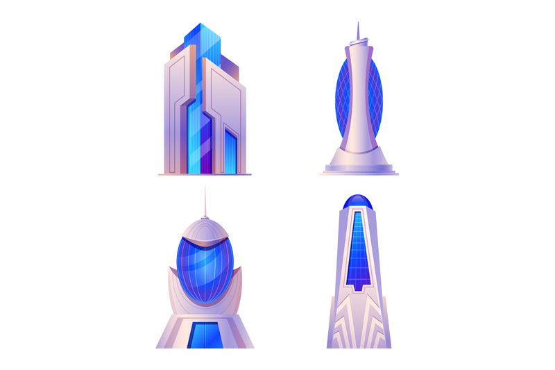 cartoon-futuristic-city-buildings-of-set-modern-architecture