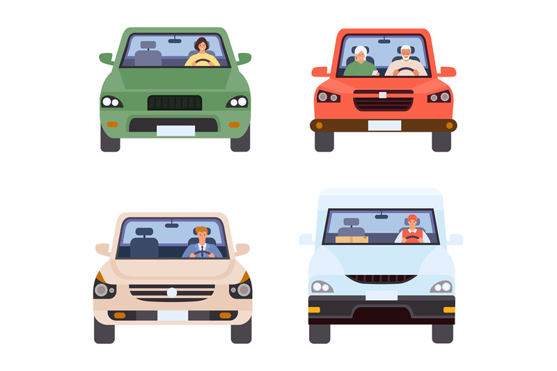 people-in-cars-front-view-collection-of-vehicles