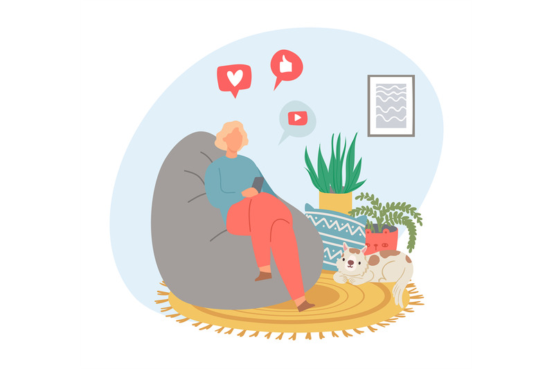 social-media-activity-from-home-sitting-in-chair