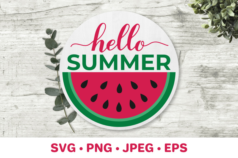 hello-summer-watermelon-svg-round-door-sign