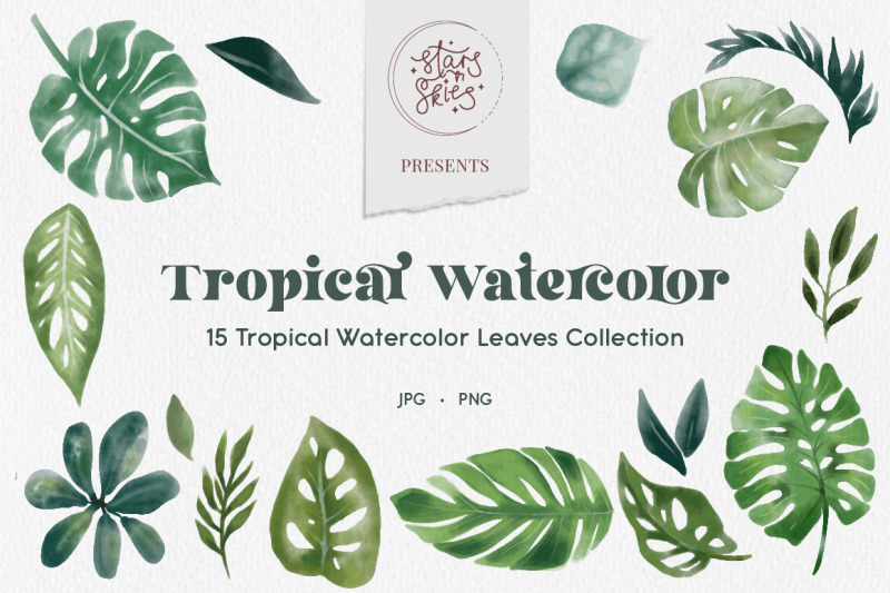 tropical-watercolor-leaves-clipart-collection