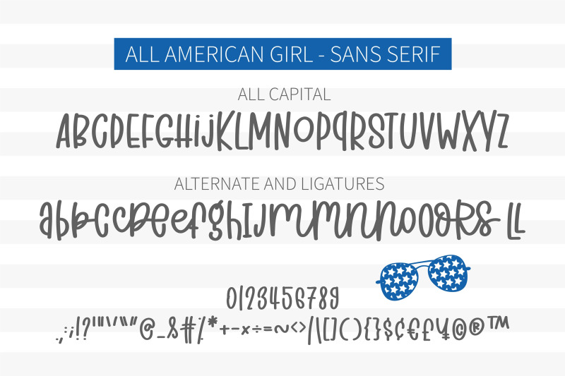 all-american-girl-a-handwritten-font-duo-with-clipart