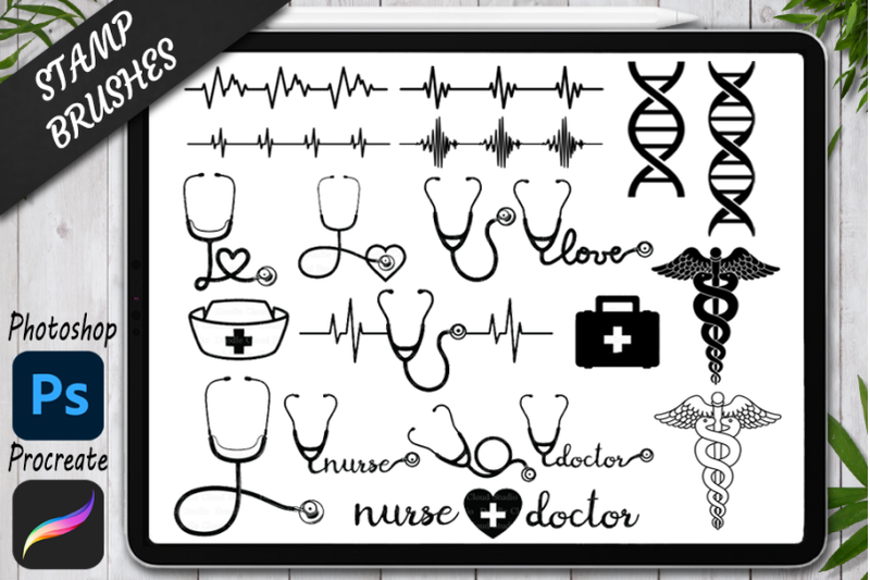 health-care-stamps-brushes-procreate-and-photoshop-medical-symbols