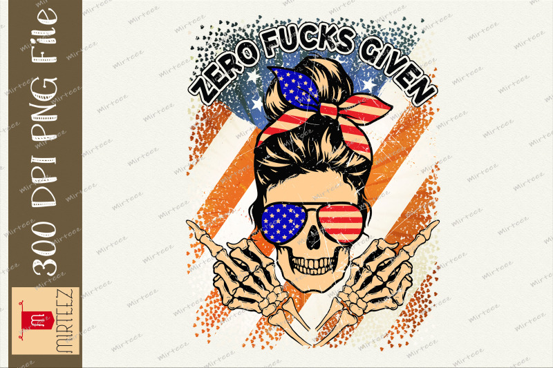 zero-fucks-given-skull-american-flag-png