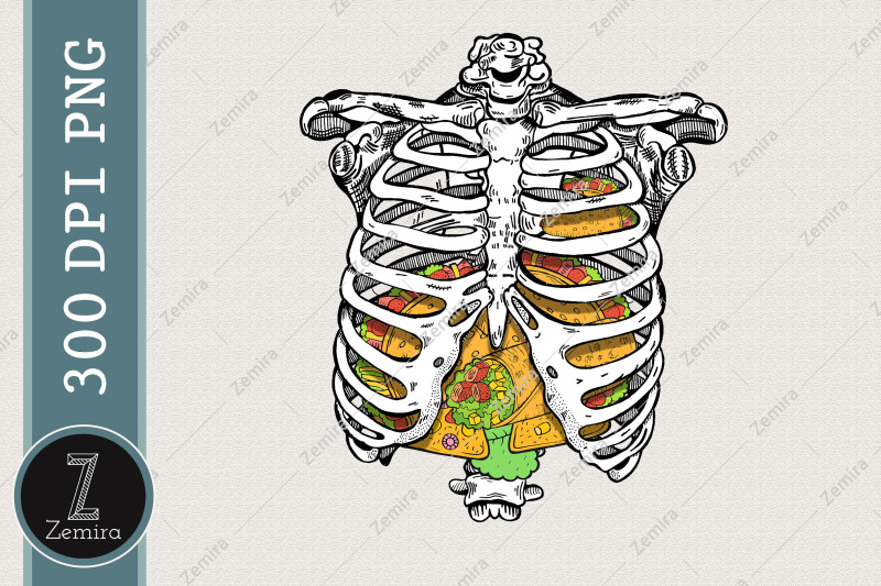 skeleton-rib-halloween-taco-skeleton-png