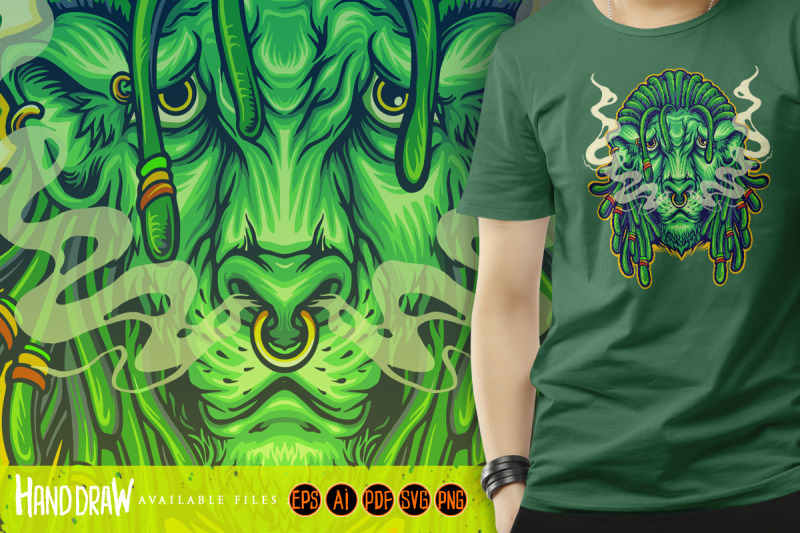 dreadlock-head-lion-mascot-with-cannabis-smoke-illustrations