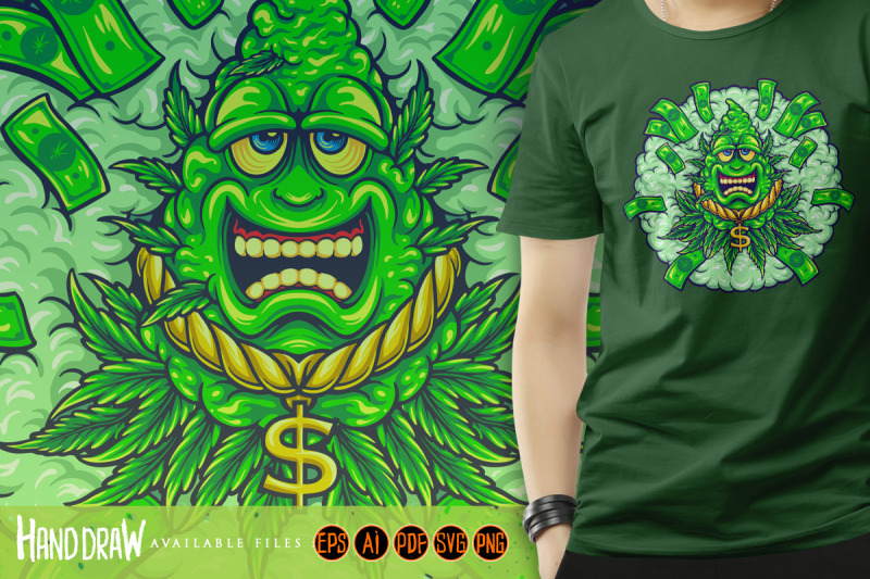 funky-weed-leaf-mascot-money-cash-cartoon-illustrations