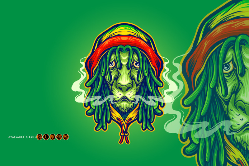 head-rasta-lion-weed-smoke-mascot-illustrations