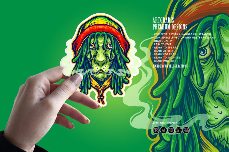 head-rasta-lion-weed-smoke-mascot-illustrations