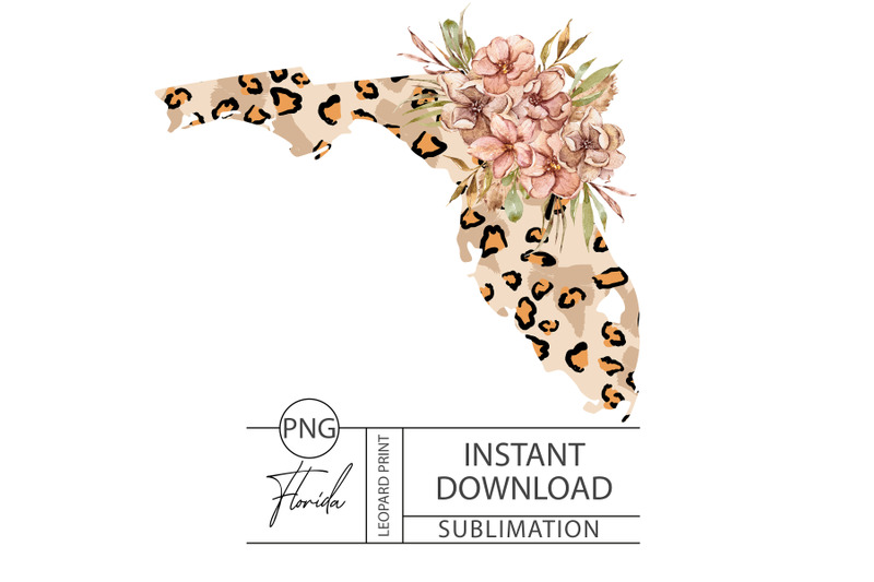 floral-florida-map-sublimation-clipart-png-file