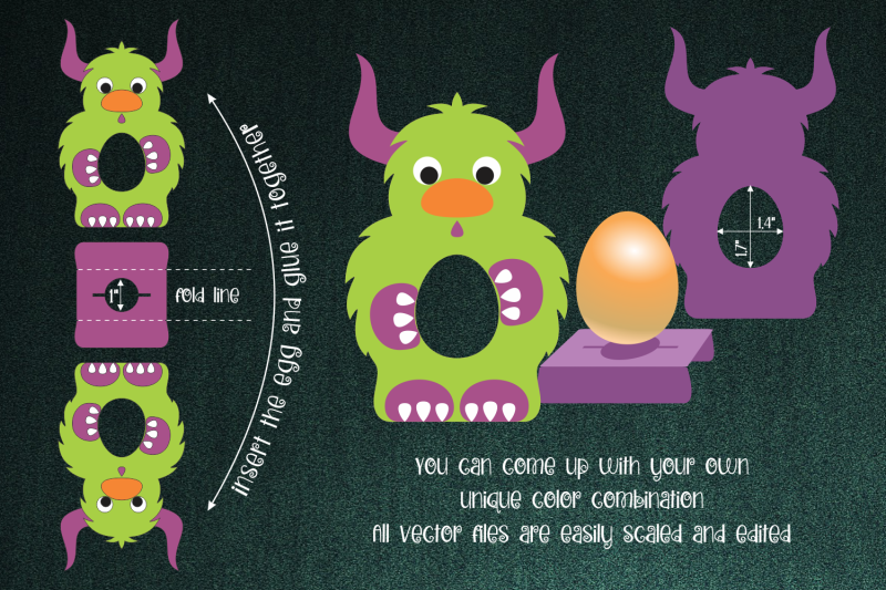 horned-monster-chocolate-egg-holder-template