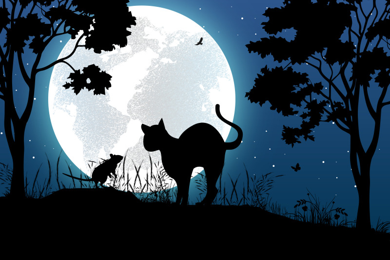 cute-cat-and-mouse-silhouette