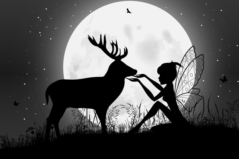 cute-deer-and-fairy-silhouette