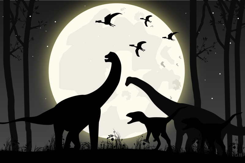 cute-dinosaur-and-moon-silhouette