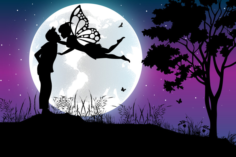 cute-fairy-fall-in-love-silhouette