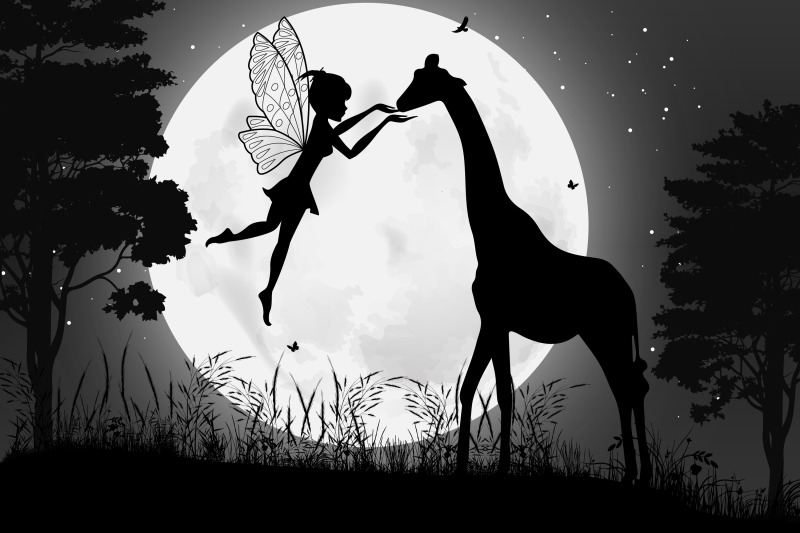 cute-fairy-and-giraffe-silhouette